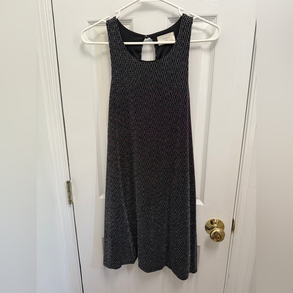 Metallic Black and Silver Chevron Dress